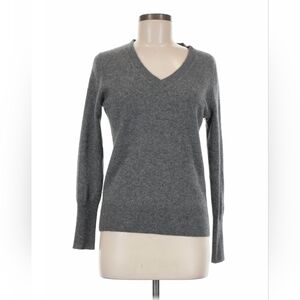 Halogen Women's V-Neck Sweater in Darker Gray Merino Wool Blend Size XL